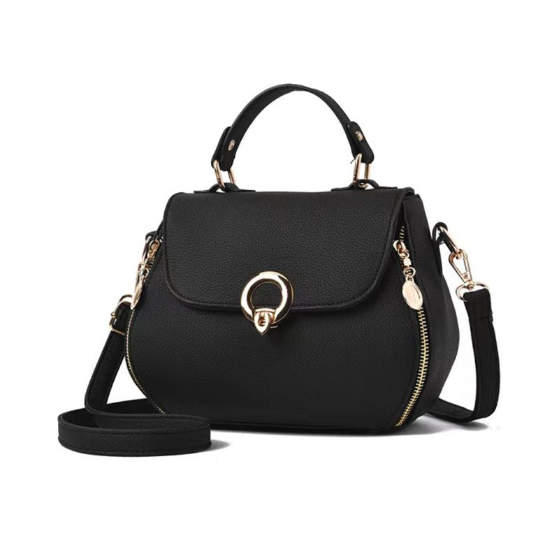 Black Plain Handbag: Stylish, Adjustable Strap, Twist Lock, Daily Chic - Shop N Save