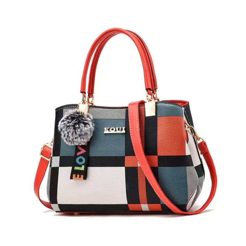 Trendy Plaid Handbag: PU Leather, Zip Closure, Large Capacity, Stylish