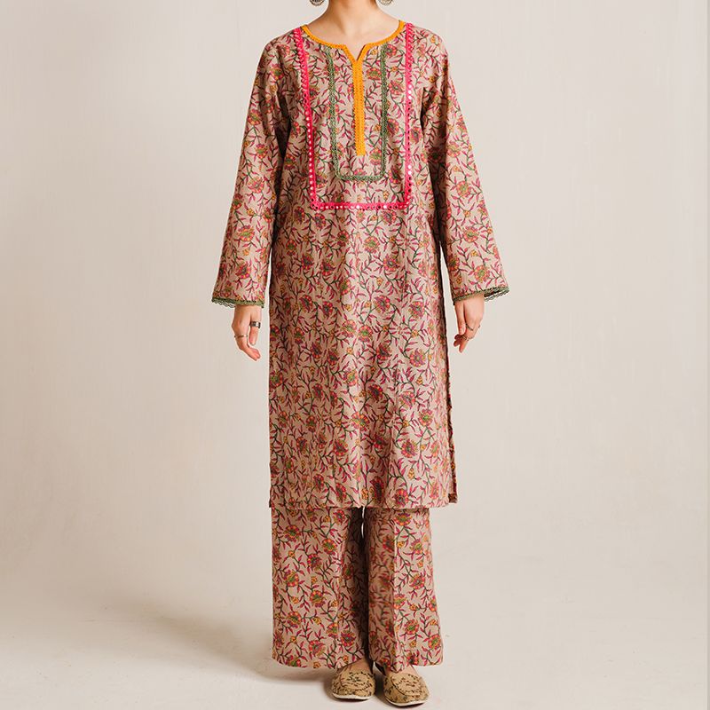 2 Piece Digital Print Kurti Salwar Set - Pure Cotton Collection Stylish Light Weight Cotton Fabric Suit Top Bottom Salwar Kameez Indian Pakistani Printed Suit For Casual Outdoor Dress - Multicolor - Shop N Save