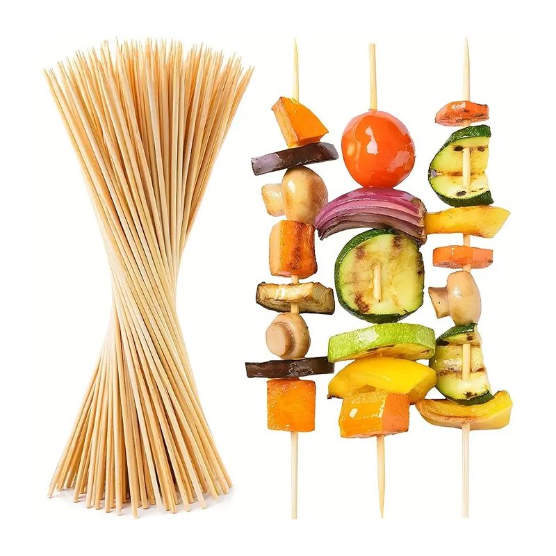 100 pcs Natural Bamboo Skewers for BBQ, Appetizers,Kebabs,nacks, Kitchen Crafts, Party Accessories