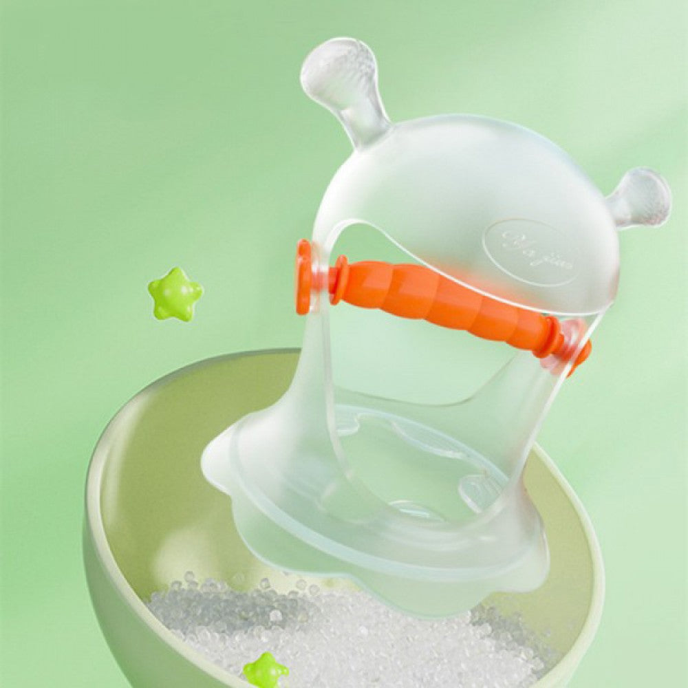 Silicone Infant Teether Mitten - Newborn Baby Silicone Teether Cartoon Shape Teething Gloves Toy for Baby Chew Toys - Orange - Shop N Save