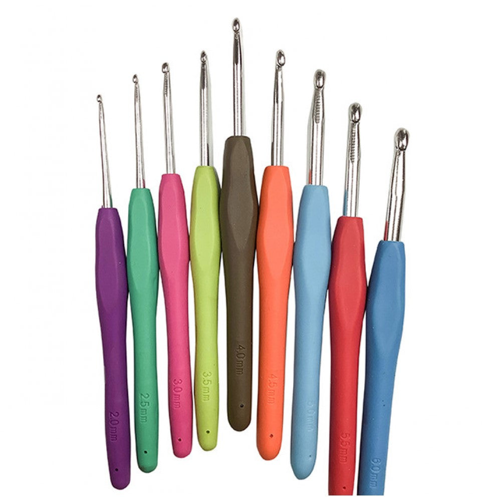 9 Pcs Colored Handle Crochet Sweater Handle Aluminum Crochet Yarn Needles Multicolor