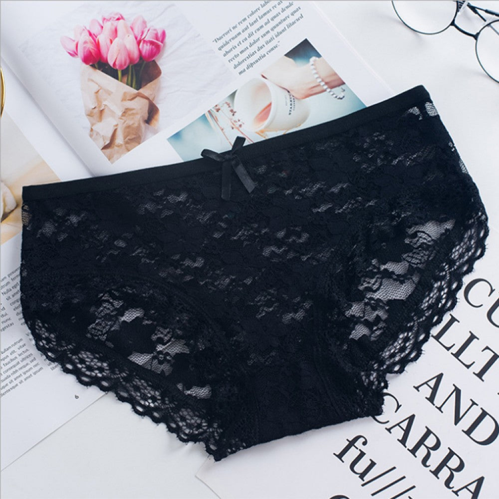 Women Lace Underwear Panties Cotton Comfort- Black - Shop N Save