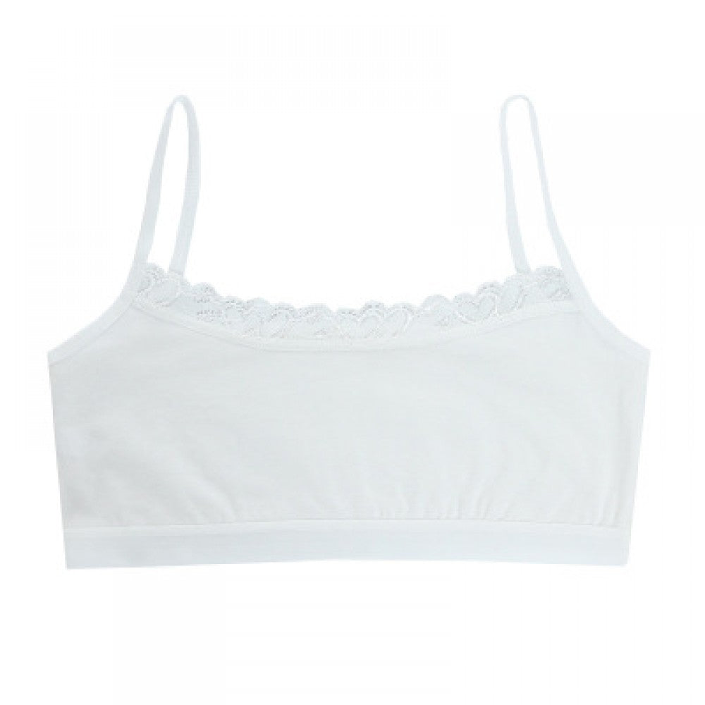 Young School Girl Cute Training Cotton Bra - White - Shop N Save