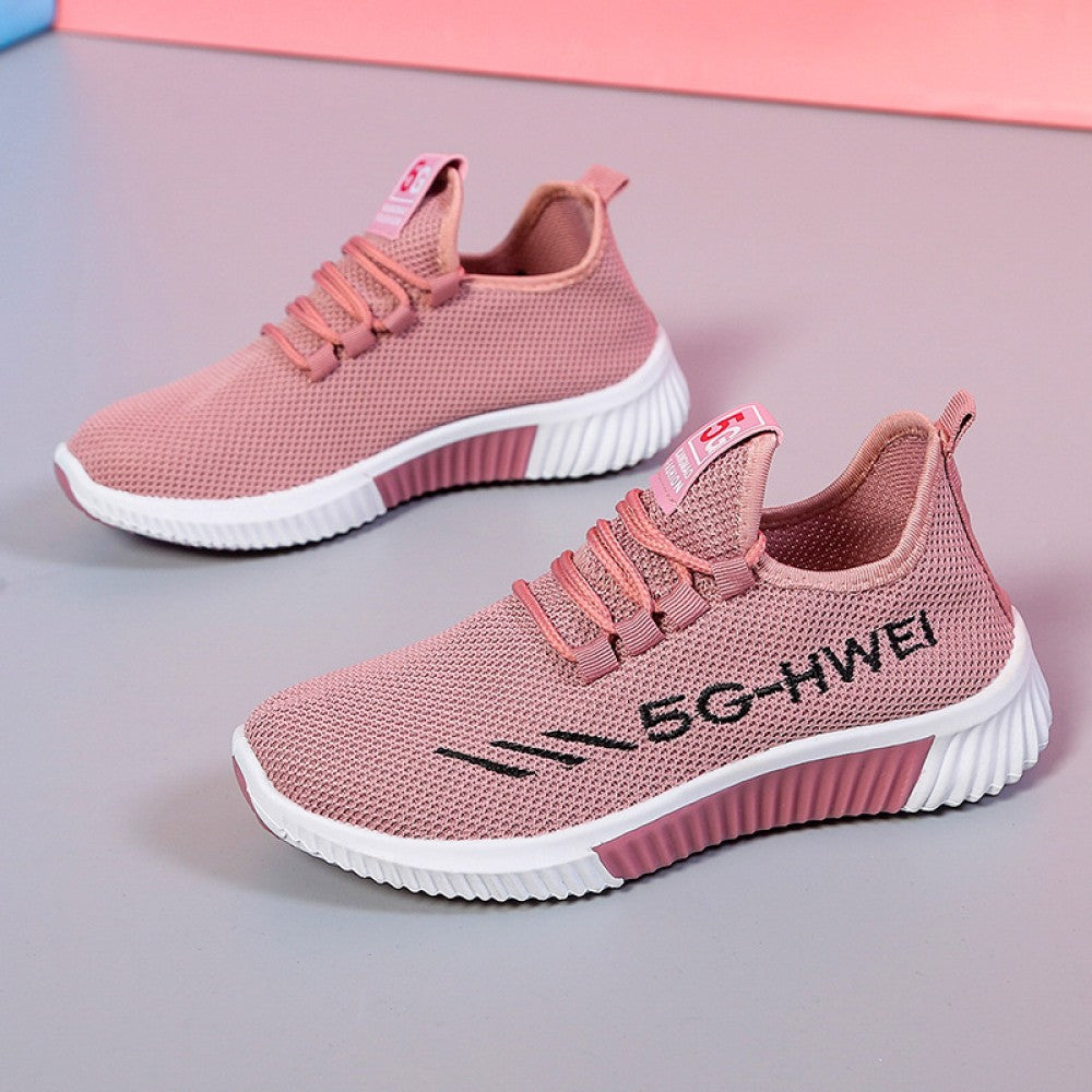 Mesh Lace-Up Sneakers for Women Lightweight Breathable Non-Slip Soft And Comfortable Shoes For Walking Running Jogging Exercise Gym and Outdoor Office Casual Shoes - Pink