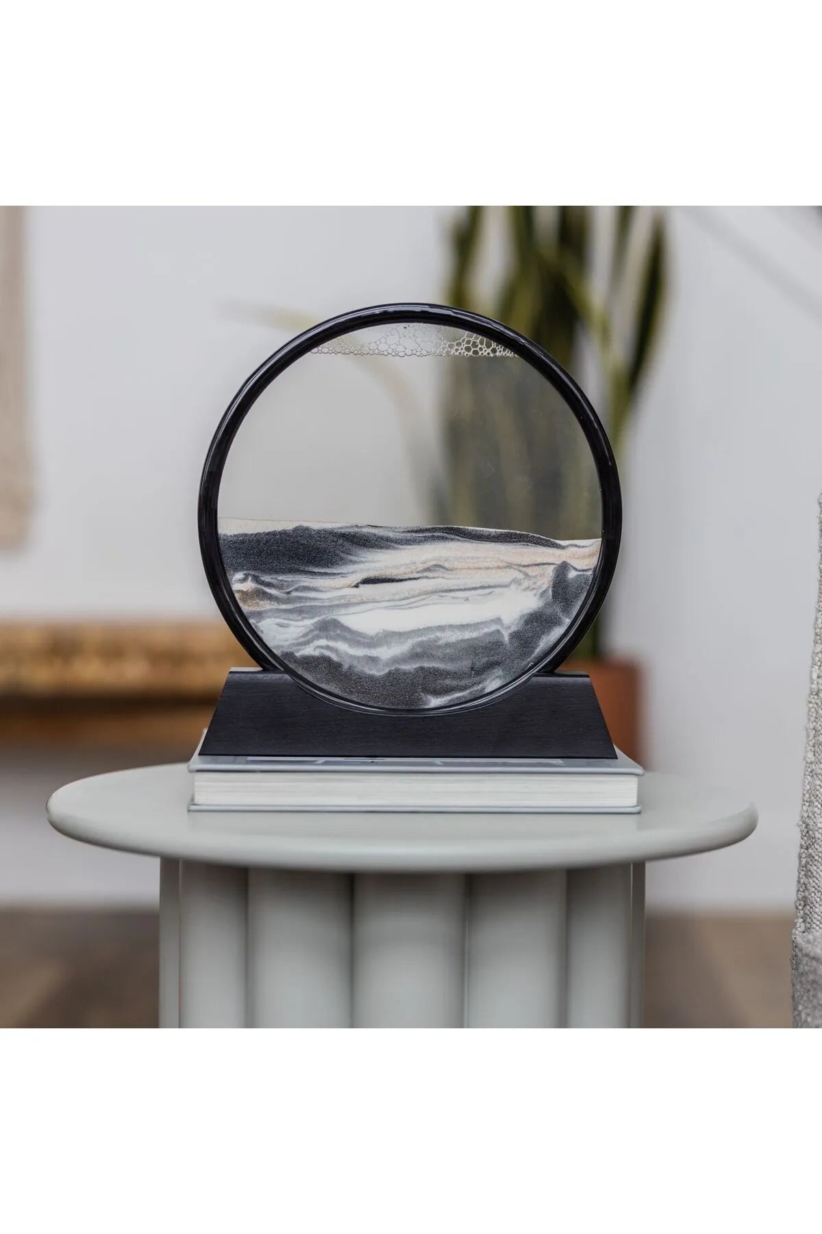 Sand Art Decor - Round Glass Frame 3D Hourglass Deep Sea Sandscape Quicksand Decor