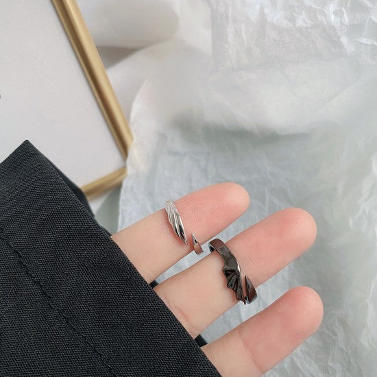 2 Pcs Adjustable devil and angel couple ring Silver
