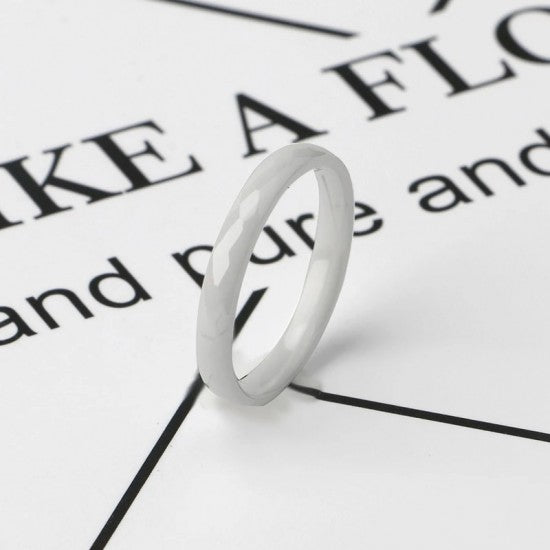 Ceramic Ring Smooth Cut Surface For Men Women Silver