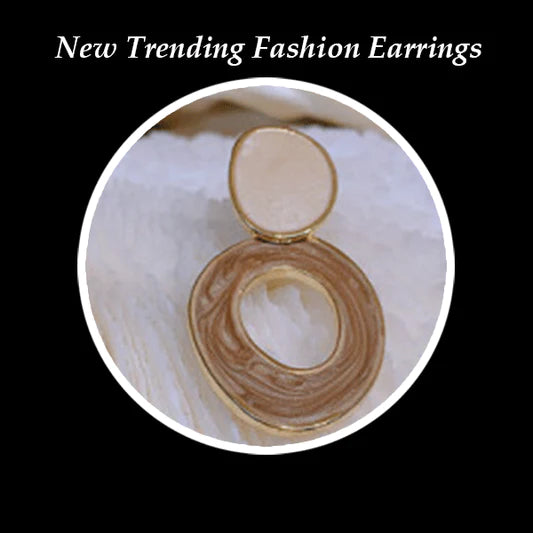 Oil Painting Design Irregular Girls Fashion Earrings - Coffee - Shop N Save