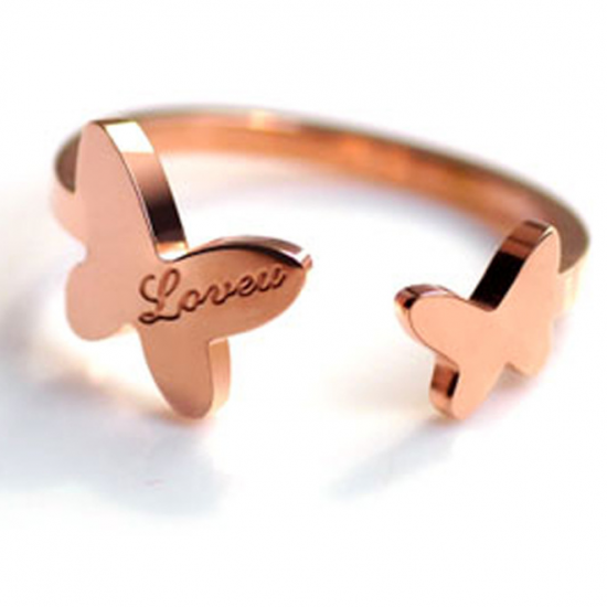 Silver-Plated Butterfly Ring Personality Rose Gold