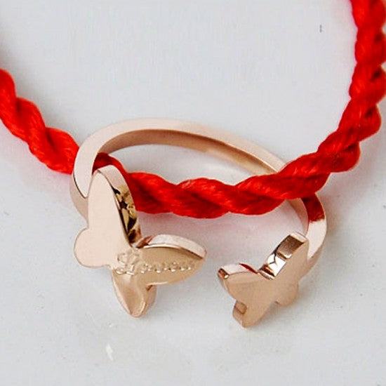 Silver-Plated Butterfly Ring Personality Rose Gold