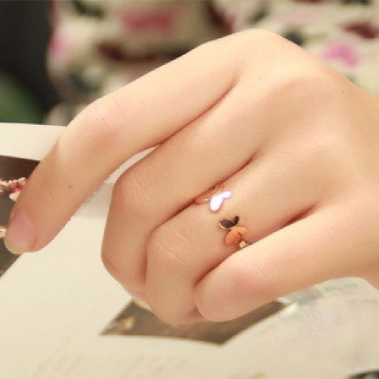 Silver-Plated Butterfly Ring Personality Rose Gold