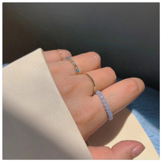 Summer Crystal Bead Rings Set For Women Bohemia Fresh Orange Yellow