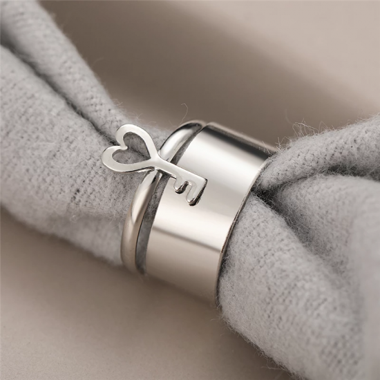 Creative Key Shape Rings For Couple Women Men Adjustable Silver