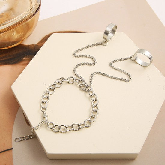 Chain Ring Female Adjustable Conjoined Open Joint Ring Silver