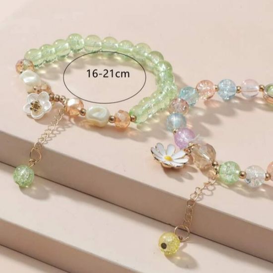 Crystal Daisy Female Jewelry Flower Bracelet Light Green