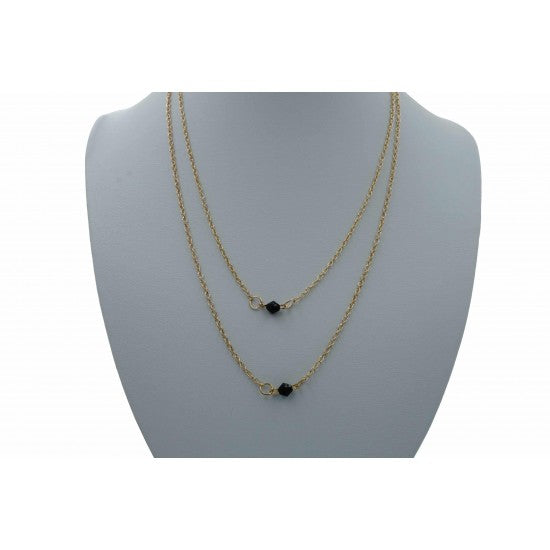 Black Pendent Double Strand Necklace Golden