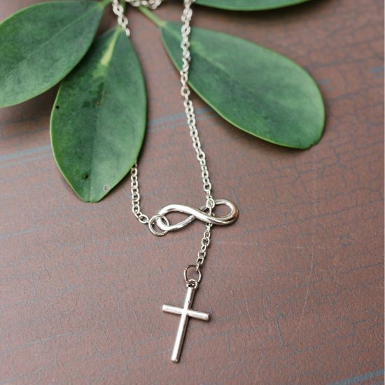 Cross Infinity Pendant Necklace Women Fashion Jewelry Sliver