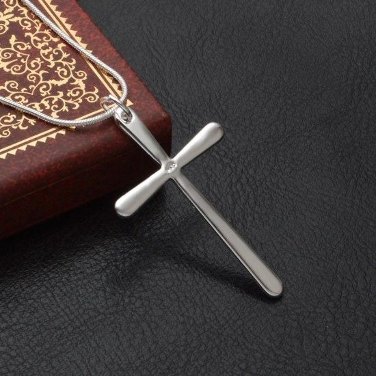 Women Men Jewelry Silver Smooth Cross Pendant Silver