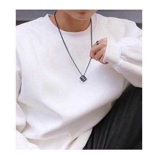 Love Cube Three-Dimensional Necklace Flash Crystal Pendant Golden