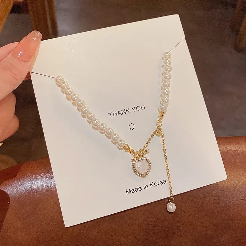 Stainless Steel Love Pearl Choker: Elegant Pendant, Party Jewelry - Shop N Save