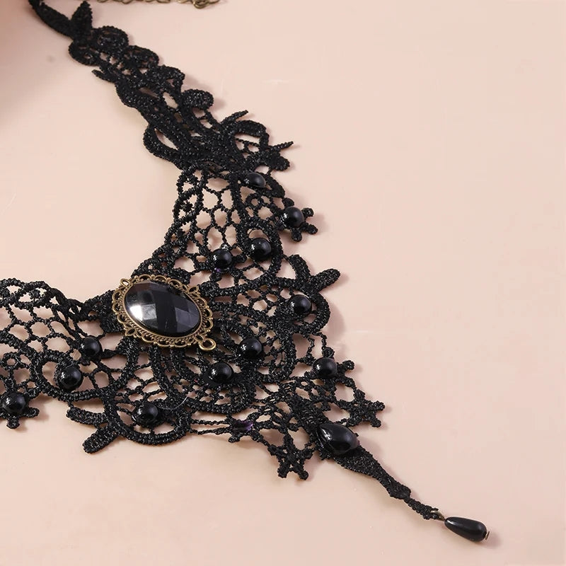Gothic Lace Necklace: Water Drop Pendant, Steampunk Collar - Shop N Save