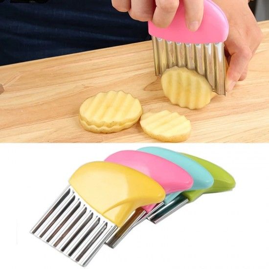 Stainless Steel Potato Carrot Wavy Cutter Slicer Chips Knife (Blue) - Shop N Save