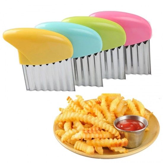 Stainless Steel Potato Carrot Wavy Cutter Slicer Chips Knife (Blue) - Shop N Save