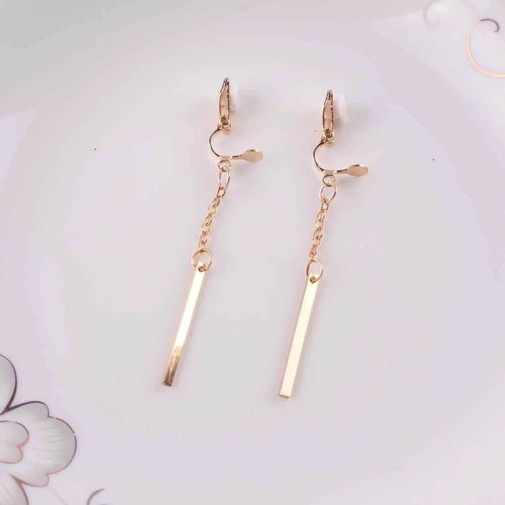 Minimalist Geometric Clip on Earrings Contracted Temperament Earrings - Golden