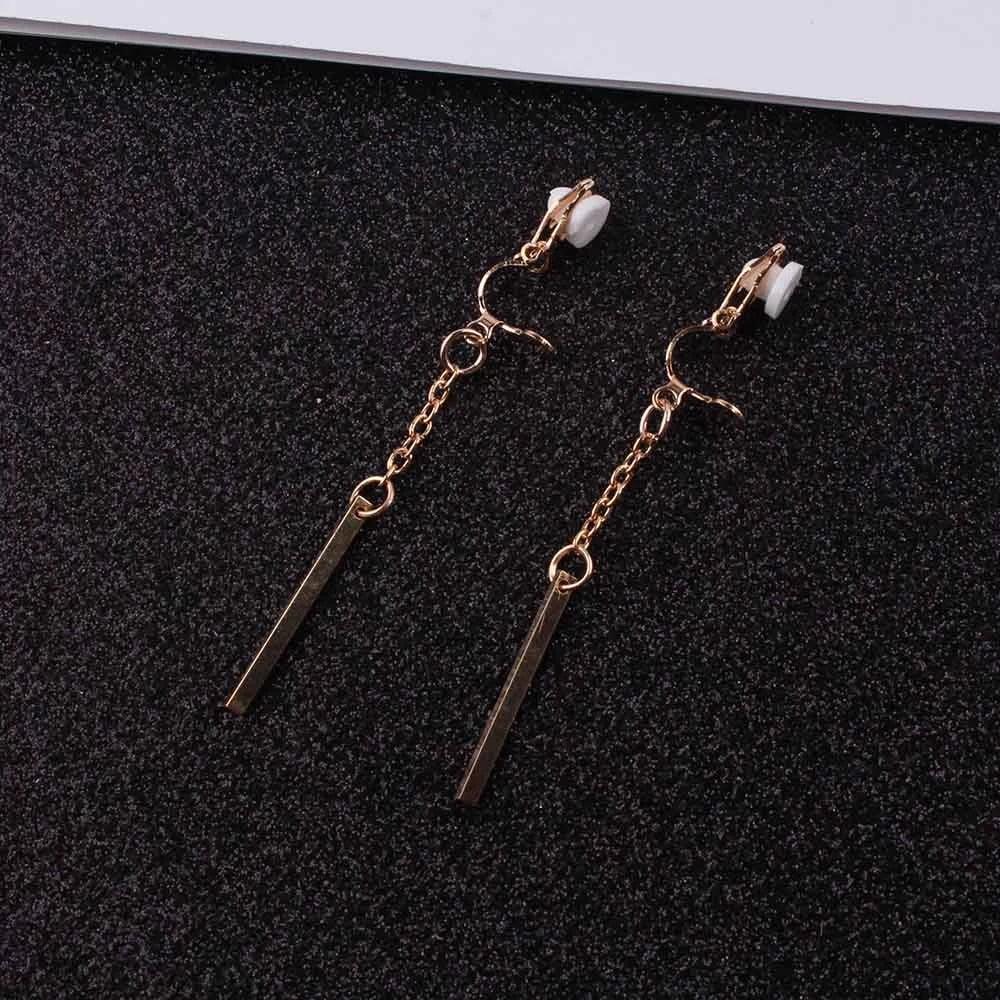 Minimalist Geometric Clip on Earrings Contracted Temperament Earrings - Golden