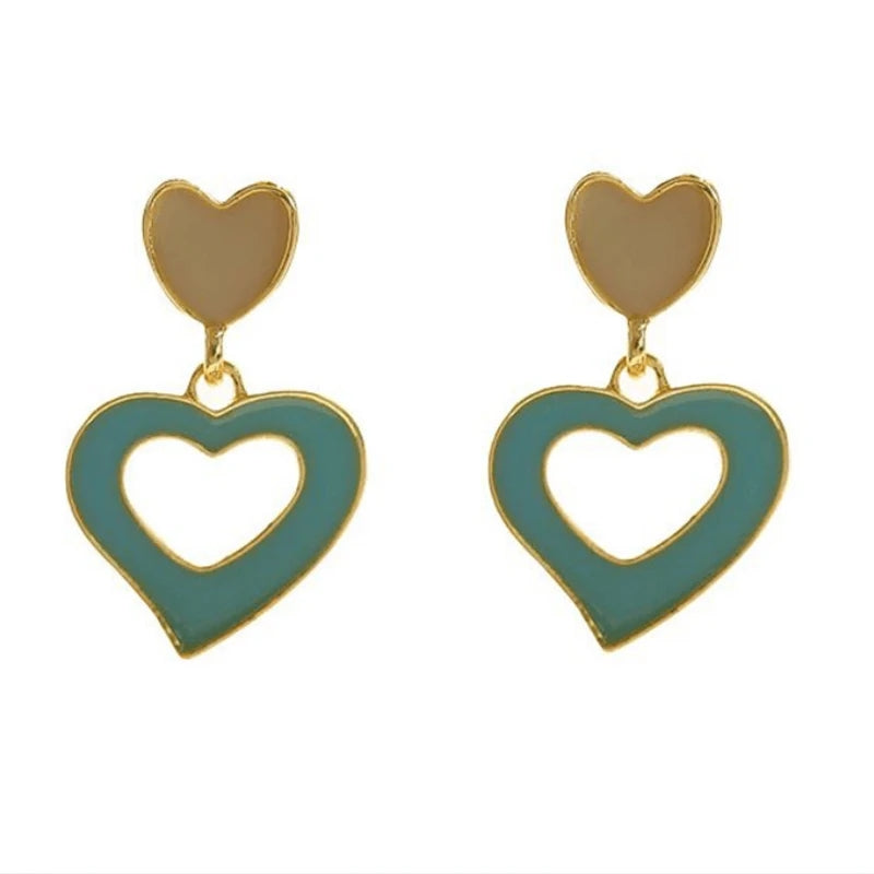 Youthful Heart Earrings: Korean Simplicity in Lake Blue Hue - Shop N Save