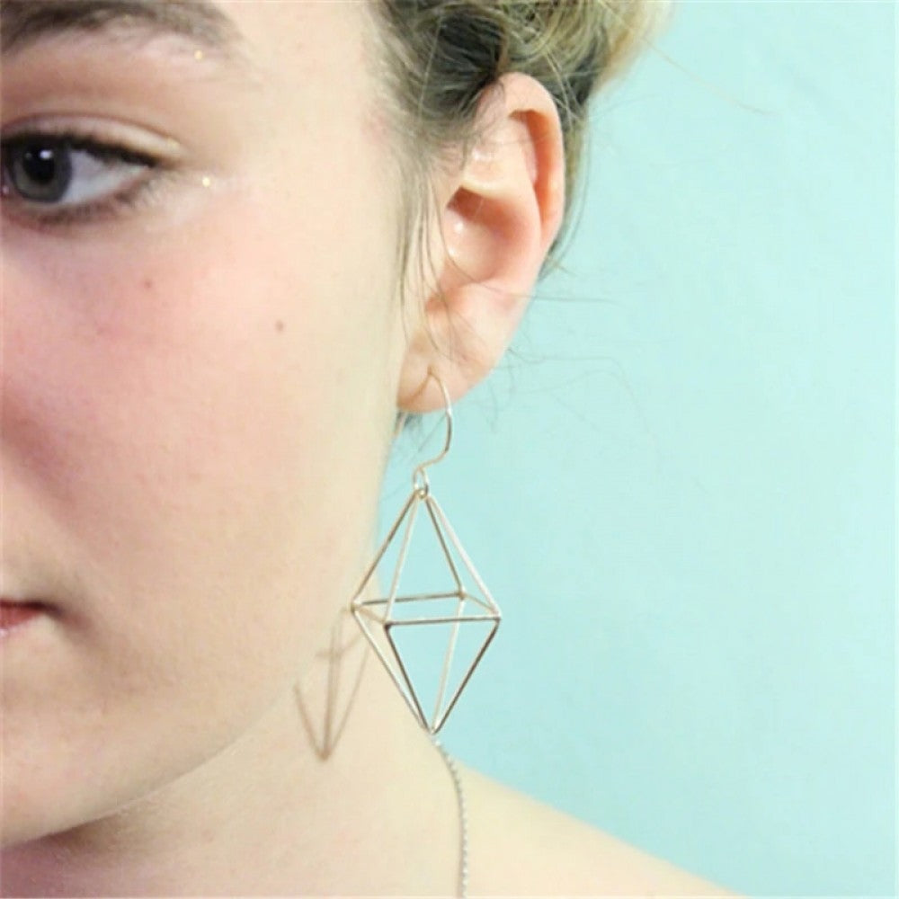 Fashion Triangle Geometric Stereo Contracted Pendant Earrings - Silver
