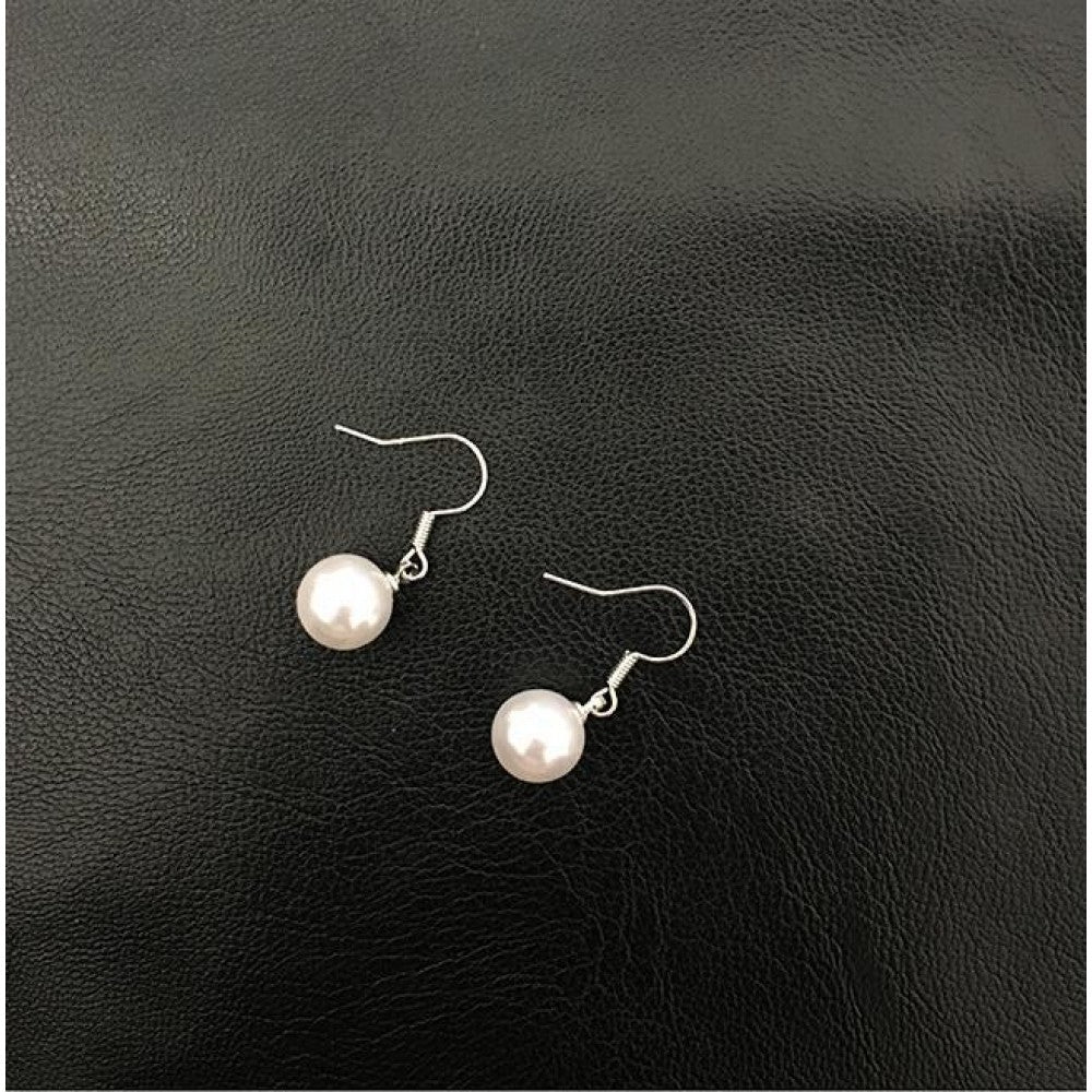Pearl Female Earrings Temperament Ear Hook Fashion - Silver
