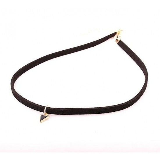Triangle Pendant Necklace Punk Tattoos Black Rope Necklace Women