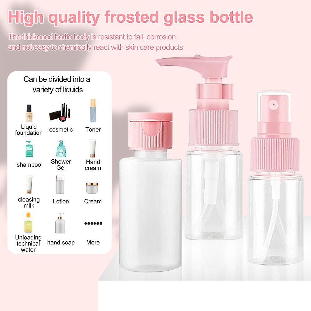 Empty Bottle Set: Efficient Storage 7 PCS , Convenient for Travel-Pink