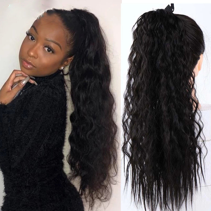 Strap-style wig ponytail for women European and American fashion cornrows curly hair fluffy strap-style ponytail braid manufacturer ready stock