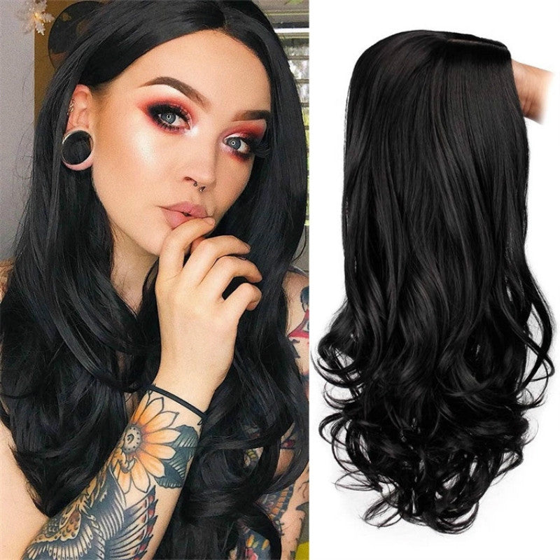 European & American Medium Parting Fiber Wigs: Gradient Color, Long Curly Hair, Big Waves