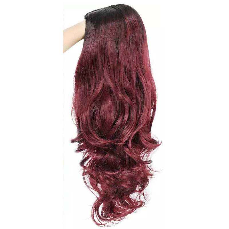 European & American Medium Parting Fiber Wigs: Gradient Color, Long Curly Hair, Big Waves