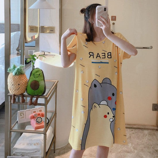 Printed Nightwear For Women Sleepwear Yellow