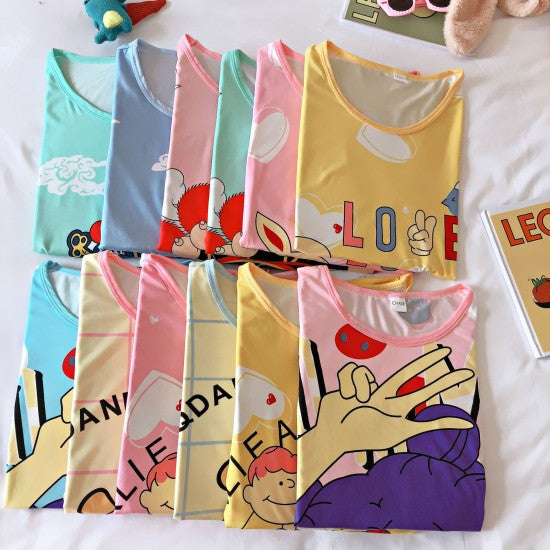 Printed Nightwear For Women Sleepwear Pink