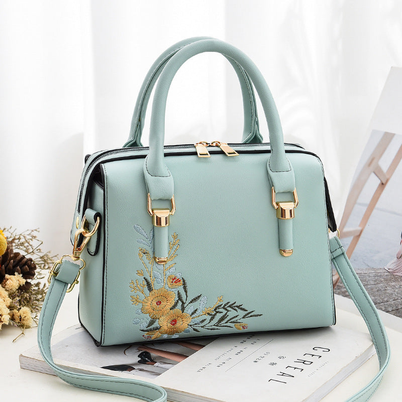 Elegant Floral Sea Green Stylish Handbag .