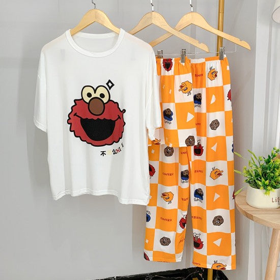 3 Pcs Nightwear Pajama Shorts Sets For Women Sleepwear Yellow