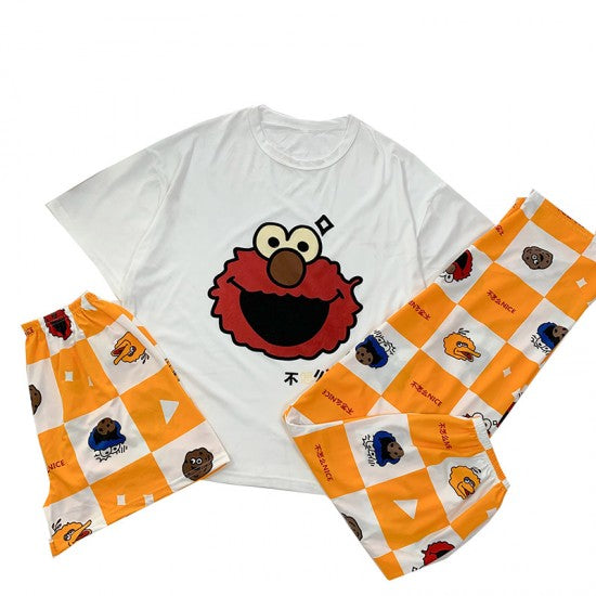 3 Pcs Nightwear Pajama Shorts Sets For Women Sleepwear Yellow