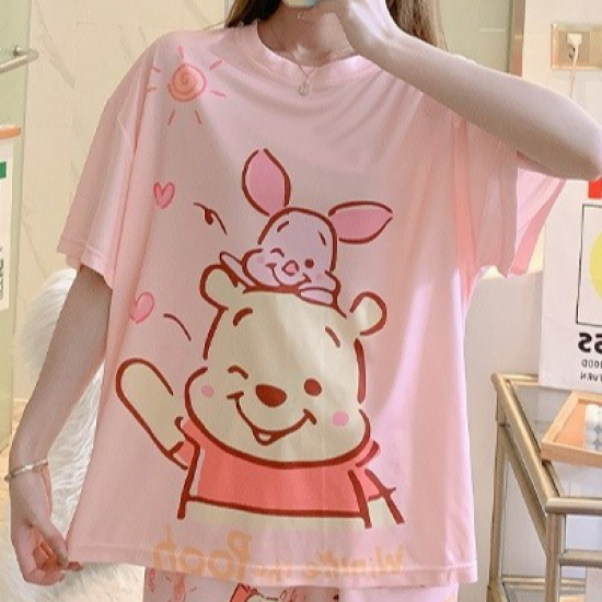 3 Pcs Nightwear Pajama Shorts Sets For Women Sleepwear Pink
