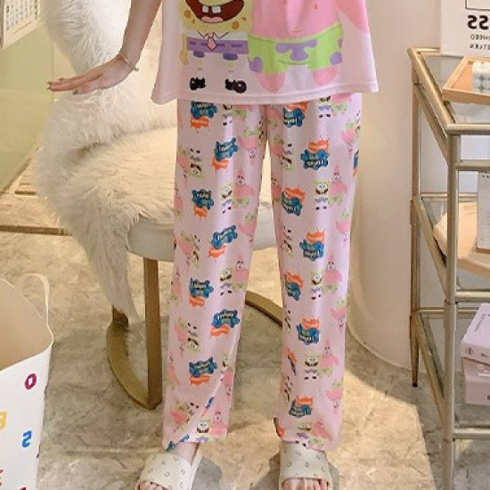 3 Pcs Nightwear Pajama Shorts Sets For Women Sleepwear Pink