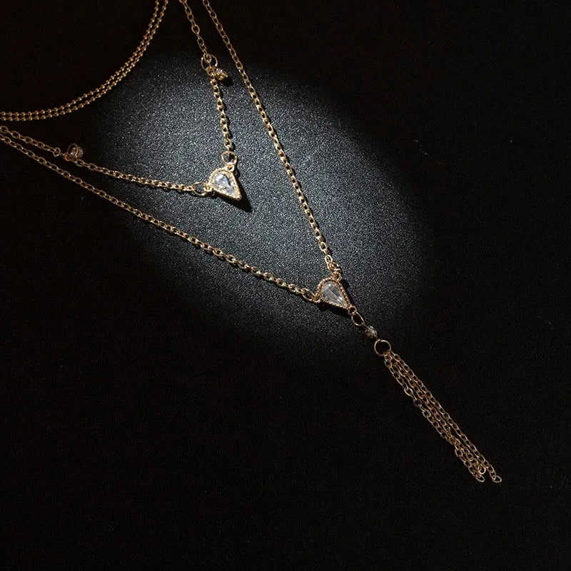 Bohemia Tassel & Geometric Necklace: Multilayer Water Drop Choker for Women - Shop N Save