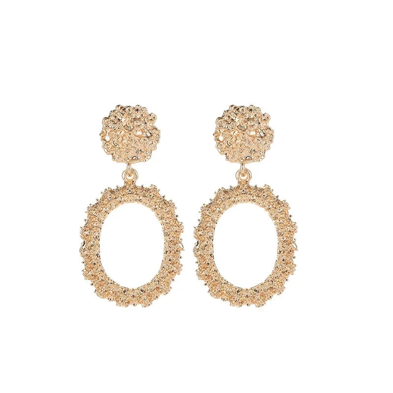 Punk Heavy Metal Geometric Gold Drop Earrings for Women - Shop N Save