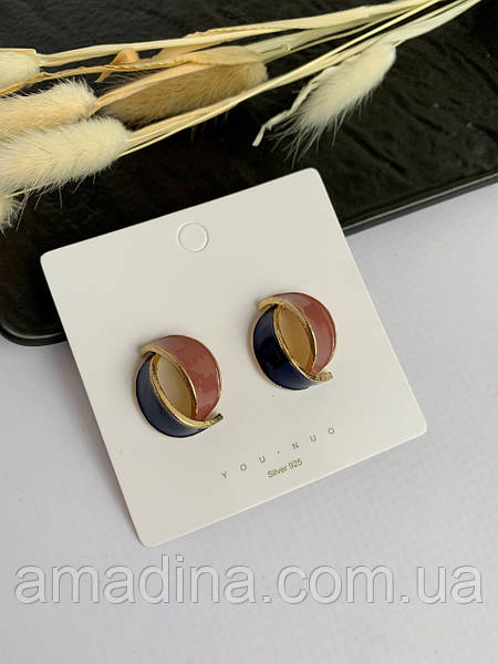 Small Weave Earrings: Dark Blue, Beige, Golden Border - Shop N Save