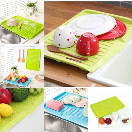 Sink Side Drip Sloping Draining Storage Rack Tray Kitchen Green - Shop N Save