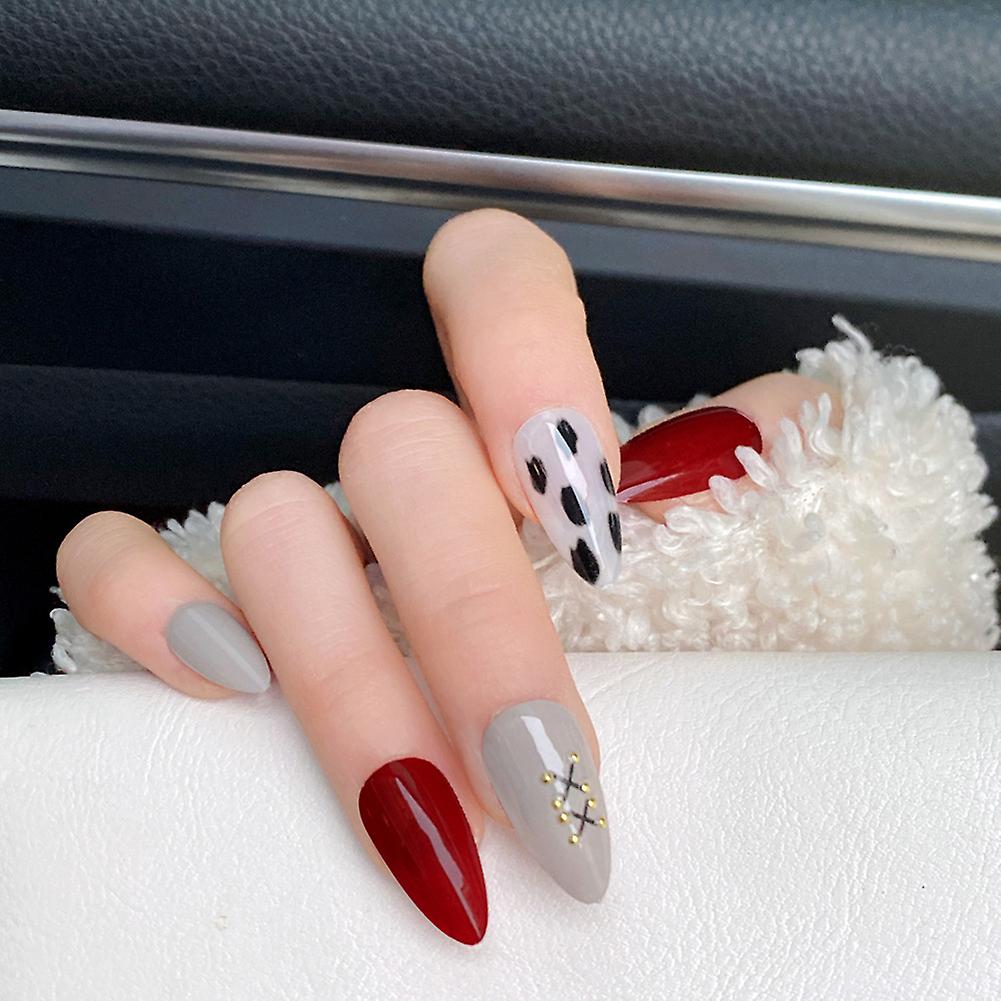 24pcs Eggshell Pattern Long Fake Nails: Time-Saving Sweet Design - Shop N Save